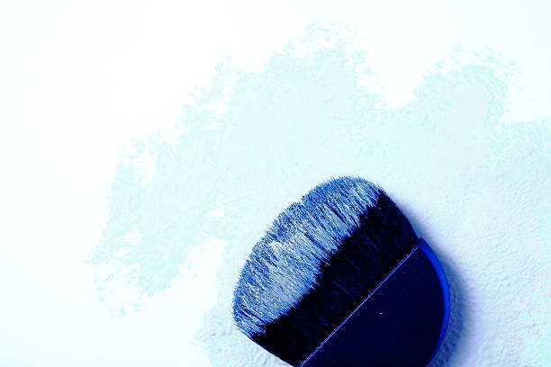 pincel com estampa pigmentada/pintar com luz de fundo - make up cosmetics make up brush beauty - fotografias e filmes do acervo