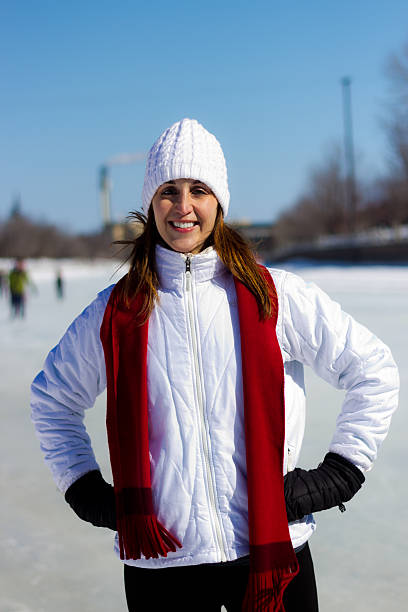 Winter portrait of a young, attractive woman stock photo