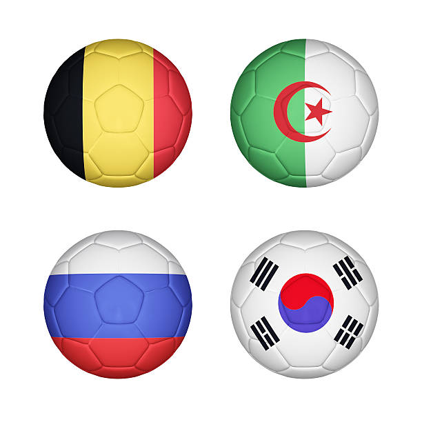 istock Set 4 of soccer balls mapping with country flags 498813625