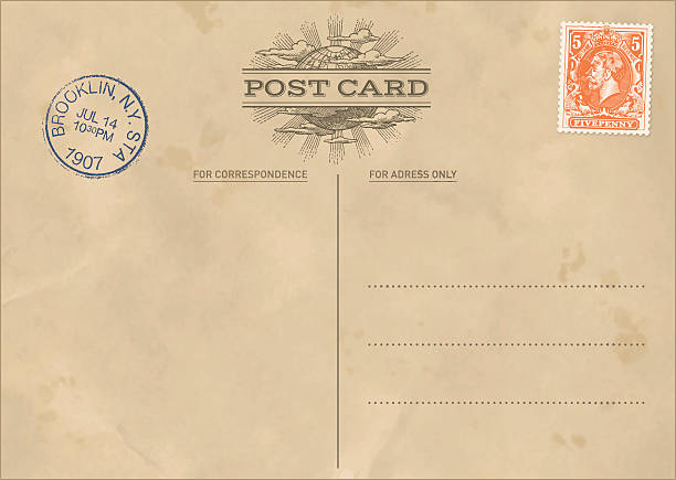 ilustraciones, imágenes clip art, dibujos animados e iconos de stock de vector de plantilla de tarjeta postal vintage - brown background