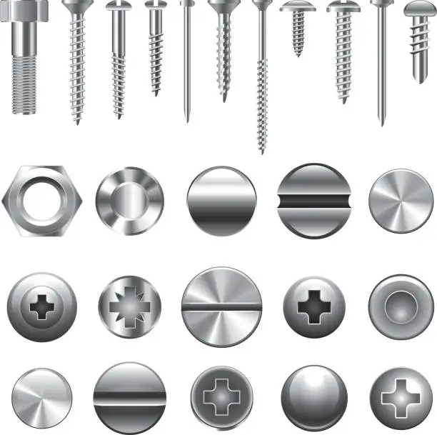 Vector illustration of Screws and nuts icons vector set