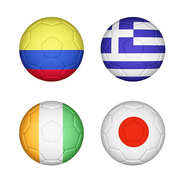 istock Set 4 of soccer balls mapping with country flags 498830065