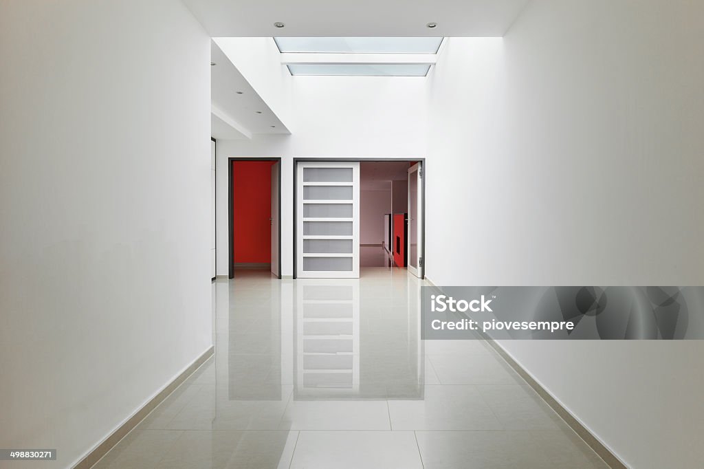 Interior modern house, corridor view wide entrance of a modern villa Architecture Stock Photo