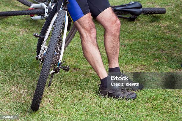 Mountain Biker Resting Stock Photo - Download Image Now - Adult, Bicycle, Body Care