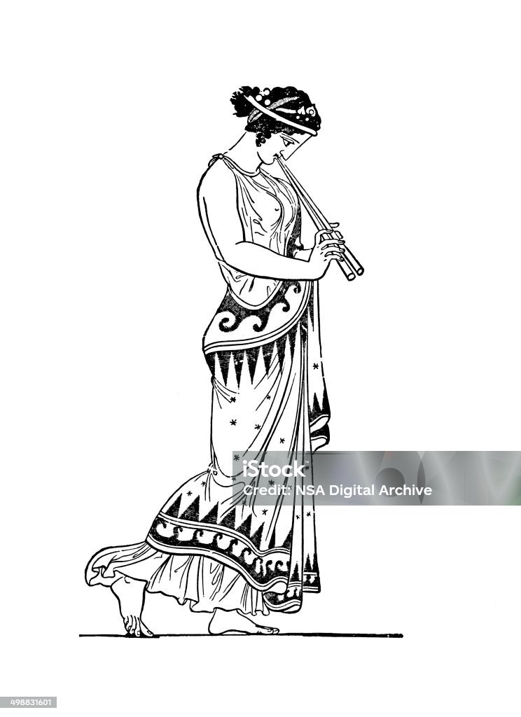Acanaladura de (antiguo jugador de grabado de un jarrón) - Ilustración de stock de Mujeres libre de derechos