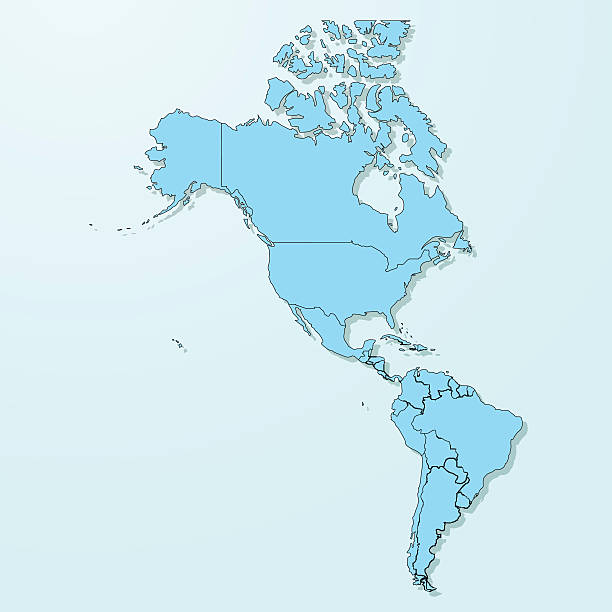 america blue map on degraded background vector - 哥倫比亞 國家 幅插畫檔、美工圖案、卡通及圖標
