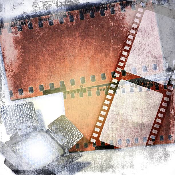 istock Grunge film strips background with led reflector 498834922