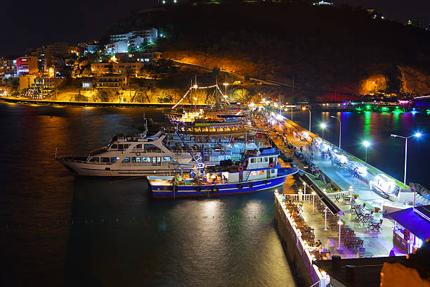 Night view of Kusadasi Turkey - travel background