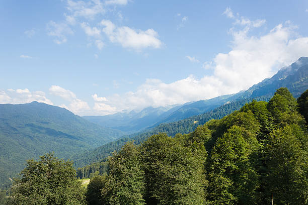 Mountain landscape Rosa Khutor in Krasnaya Polyana in the summer stock photo