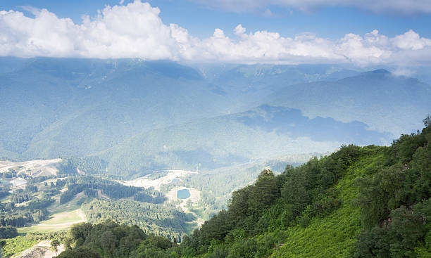 Mountain landscape Rosa Khutor in Krasnaya Polyana in the summer stock photo