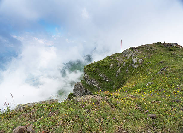 Mountain landscape Rosa Khutor in Krasnaya Polyana in the summer stock photo