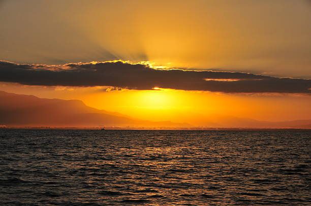 Sunset on the sea stock photo