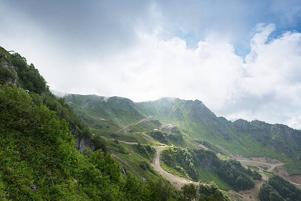 Mountain landscape Rosa Khutor in Krasnaya Polyana in the summer stock photo