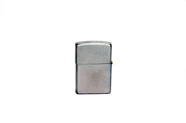 Silver metal zippo lighter isolated by white background