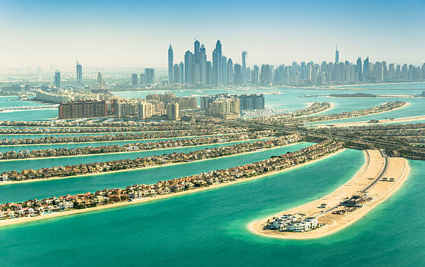 palm jumeirah, 두바이, 아랍에미리트 - dubai skyline panoramic united arab emirates 뉴스 사진 이미지