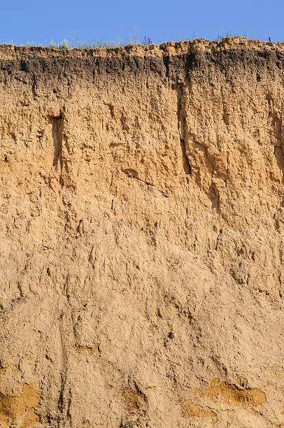 istock Cut of soil layers visible and grass on top 498845024