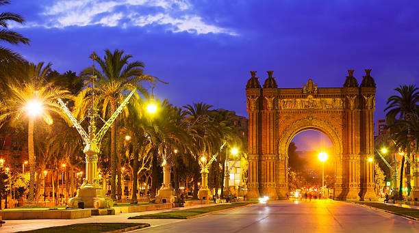 View of Barcelona. Arc del Triomf in night View of Barcelona, Spain. Arc del Triomf in night arc de triomf barcelona stock pictures, royalty-free photos & images