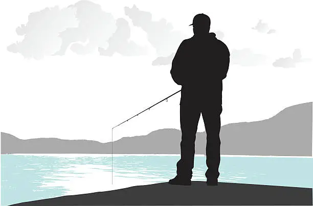 Vector illustration of Fishing From The Dock