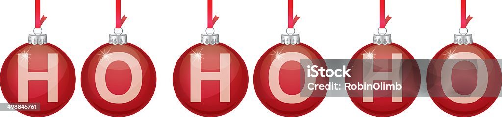 Boule de Noël rouge Ho Ho Ho - clipart vectoriel de Ho Ho Ho - Petite phrase libre de droits