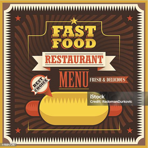 Retro Fast Food Poster Vector Illustration Stock Illustration - Download Image Now - Advertisement, Hot Dog, Art