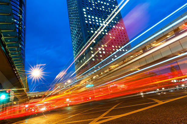 istock Modern city at night, Hong Kong, China. 498847865