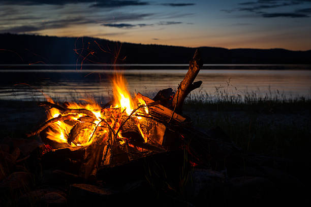 istock Summer Campfire and Lake at sunset 498849221