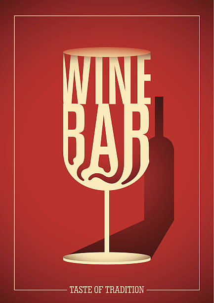 ilustrações de stock, clip art, desenhos animados e ícones de vinho bar poster design com tipografia. - silhouette wine retro revival wine bottle