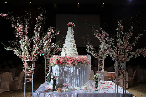 istock beautiful white wedding cake luxury in marriage ceremony 498850351