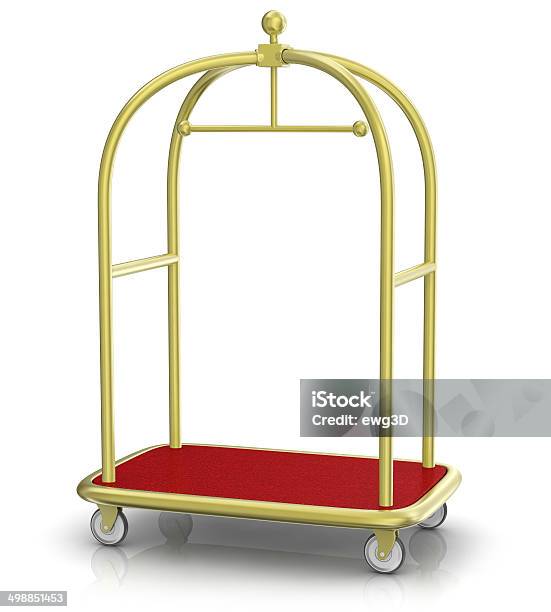 Luggage Cart Stock Photo - Download Image Now - Cut Out, Digitally Generated Image, Gold Colored