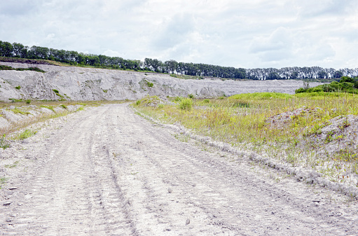 road in a cement chalk Quarry