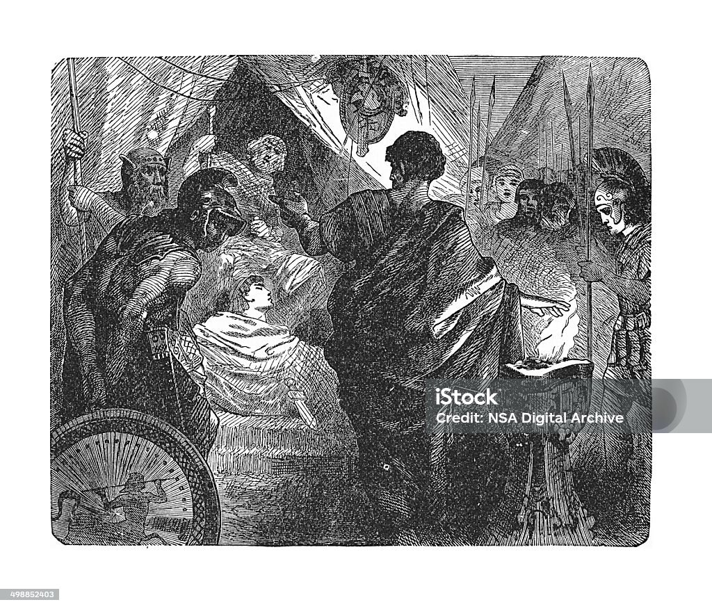 Mucius tentativas a vida de Porsena (Antiguidade Gravação) - Royalty-free Adolescente Ilustração de stock