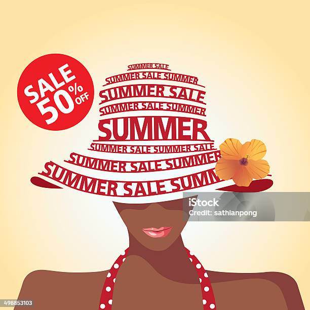 Summer Sale Shopping Tan Woman Typography Stock Illustration - Download Image Now - Adult, Arts Culture and Entertainment, Beach Holiday