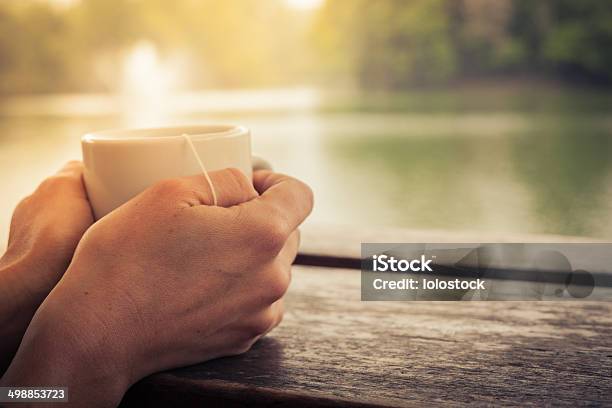 Tea By The Lake Stock Photo - Download Image Now - Coffee Cup, Outdoors, Lake