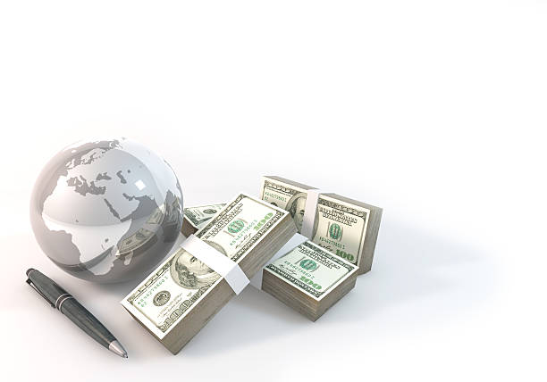 istock Concept 3d rendering 100 dollar Money Business world white background 498854836