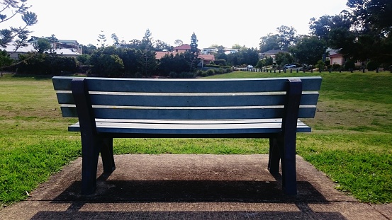 Park bench with no people.