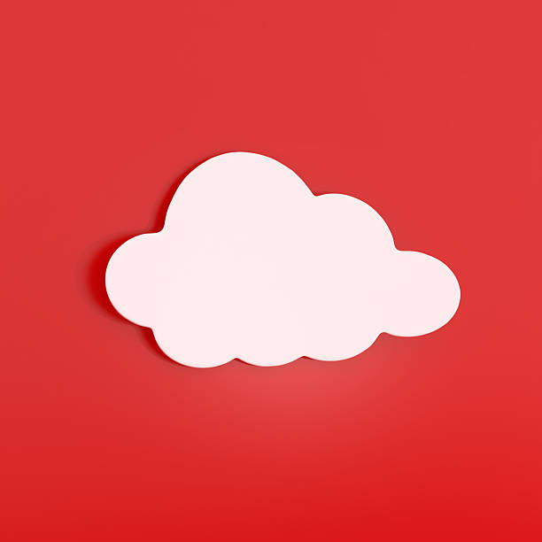 Cloud adesivo bianco isolato su rosso - foto stock