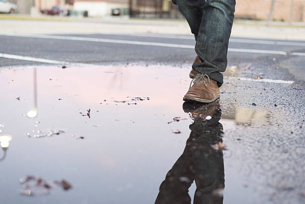 istock Person walking in water puddle 498867460