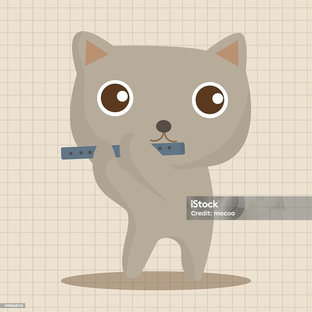 Cat Plying Instruments Gif Animal Cat Playing Instrument Cartoon Theme Elements Stock Illustration ...