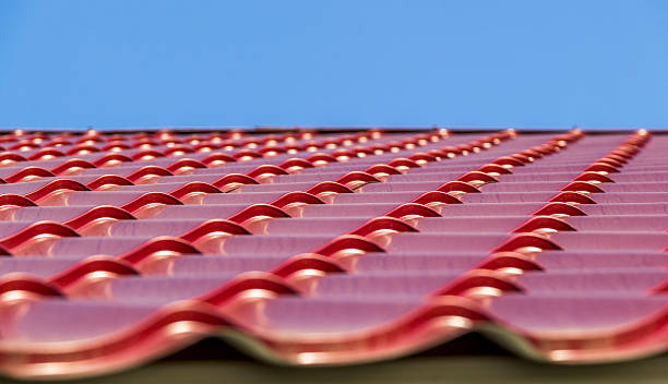 red metal roof tiles