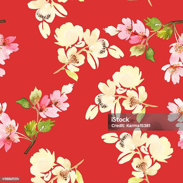 Seamless Pattern With Flowers Watercolor Gentle Colors Stock Illustration - Download Image Now