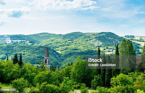 Italian Landscape Spire In The Hills Stock Photo - Download Image Now - Agricultural Field, Agriculture, Hill