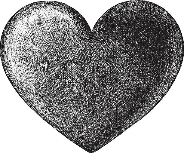 Hand Drawn Heart Symbol Vector illustration of heart symbol. black and white heart stock illustrations