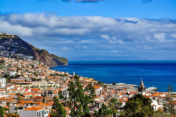 Panoramic view of Funchal, Madeira, Portugal Panoramic view of Funchal, the capital city of Madeira island, Portugal funchal stock pictures, royalty-free photos & images