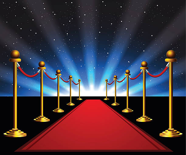 Red carpet to the stars Red carpet with gold stanchions to the stars red carpet stock illustrations