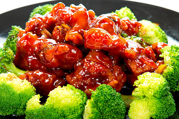 comida chinesa geral da tso chicken (geral chang'chicken - chicken general tso food imagens e fotografias de stock