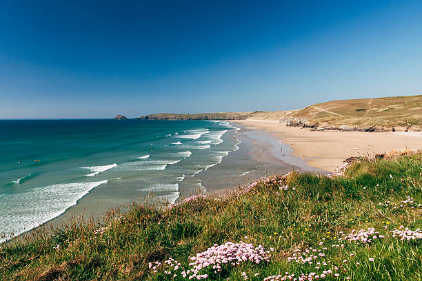 istock Perranporth beach on the north coast of Cornwall in England 498886898
