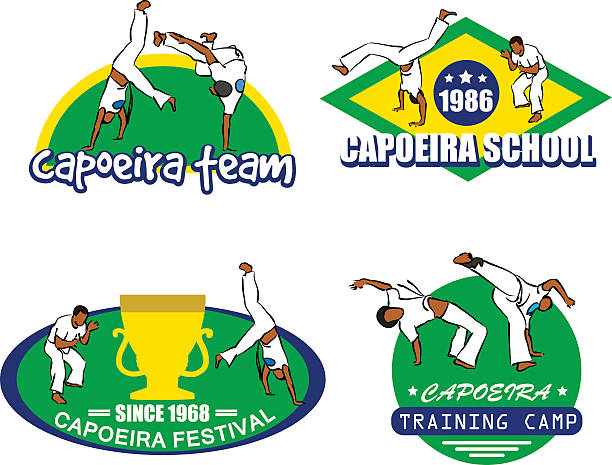 capoeira-logo - capoeira brazilian culture dancing vector stock-grafiken, -clipart, -cartoons und -symbole