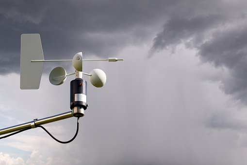 Anemometer on storm background