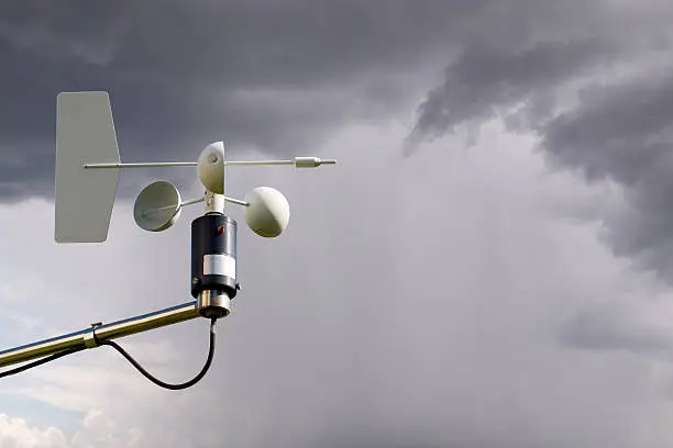 Anemometer on storm background