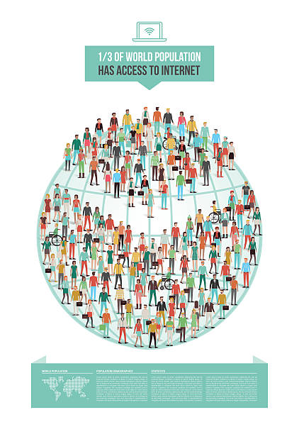 ilustrações de stock, clip art, desenhos animados e ícones de global utilização da internet - customer pie chart demographic people